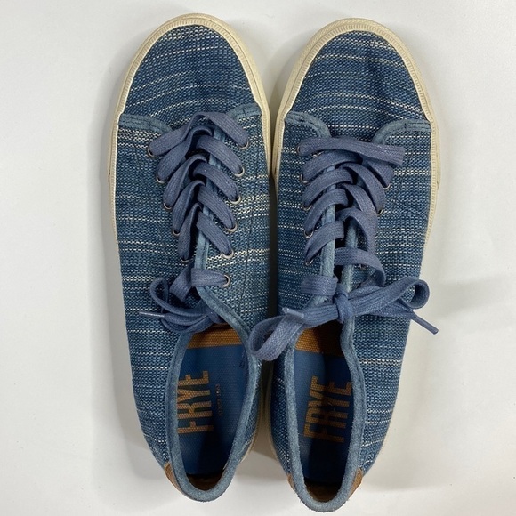 Frye Blue Gia Canvas Low Lace Canvas Sneakers Shoes Women's 7.5 - Picture 8 of 11